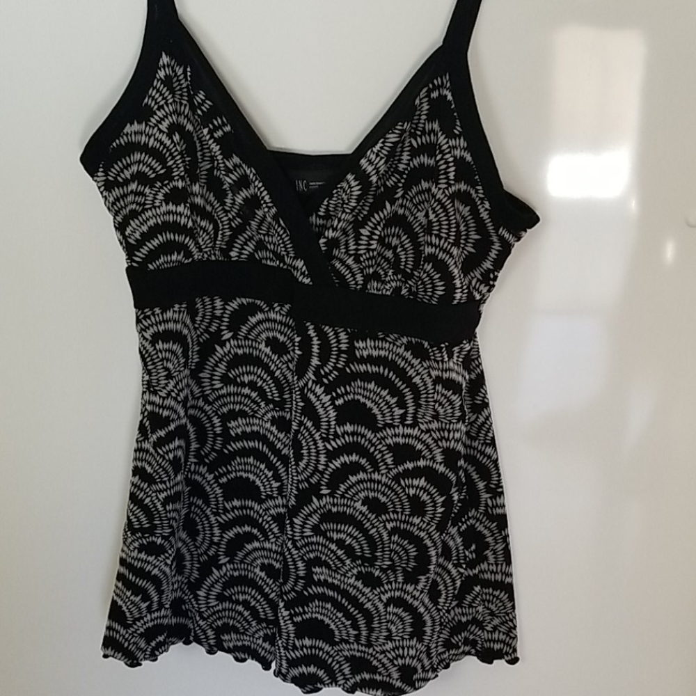 I.N.C Y2K Babydoll Spaghetti Strap Geometric Design Camisole Women's Size M - Picture 2 of 5